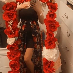 High low floral print